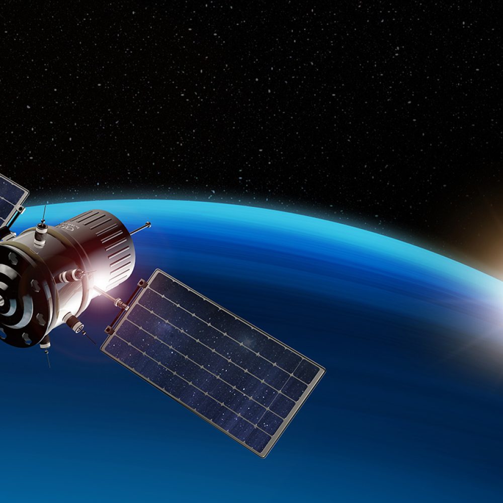 3d illustration of satellite orbiting the earth